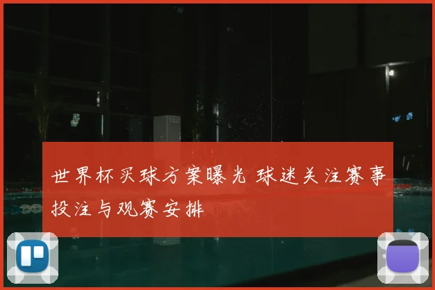 世界杯买球方案曝光 球迷关注赛事投注与观赛安排